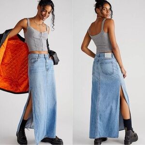 NWT MOTHER Snacks Lil Fun Dip Slice Denim Maxi Skirt Size 26 Wash Nothing LikeIt